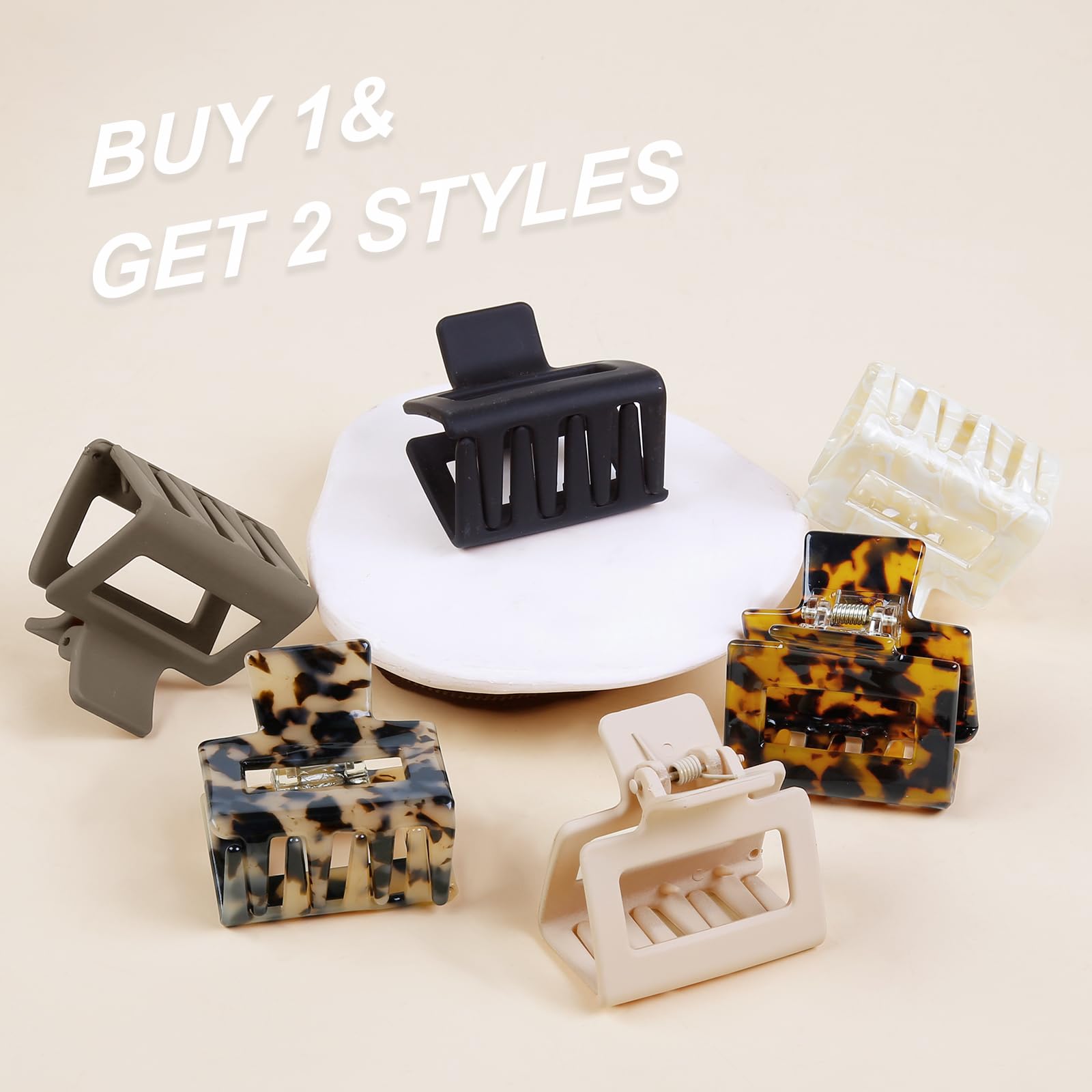 AIBFRID array of tortoise and leopard patterned clips displaying fashion-forward variety