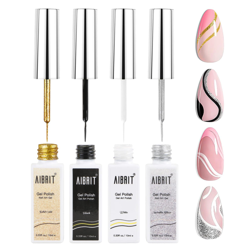 AIBRIT front view of four liner bottles showing colors and labels for easy selection