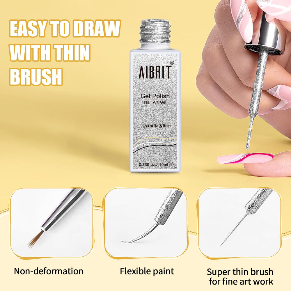 AIBRIT gold and silver gel strokes on swatch card showing metallic shine and coverage