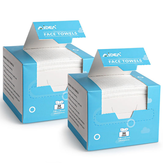 AIDEA front packaging showing two 50-count boxes and product benefit convenience