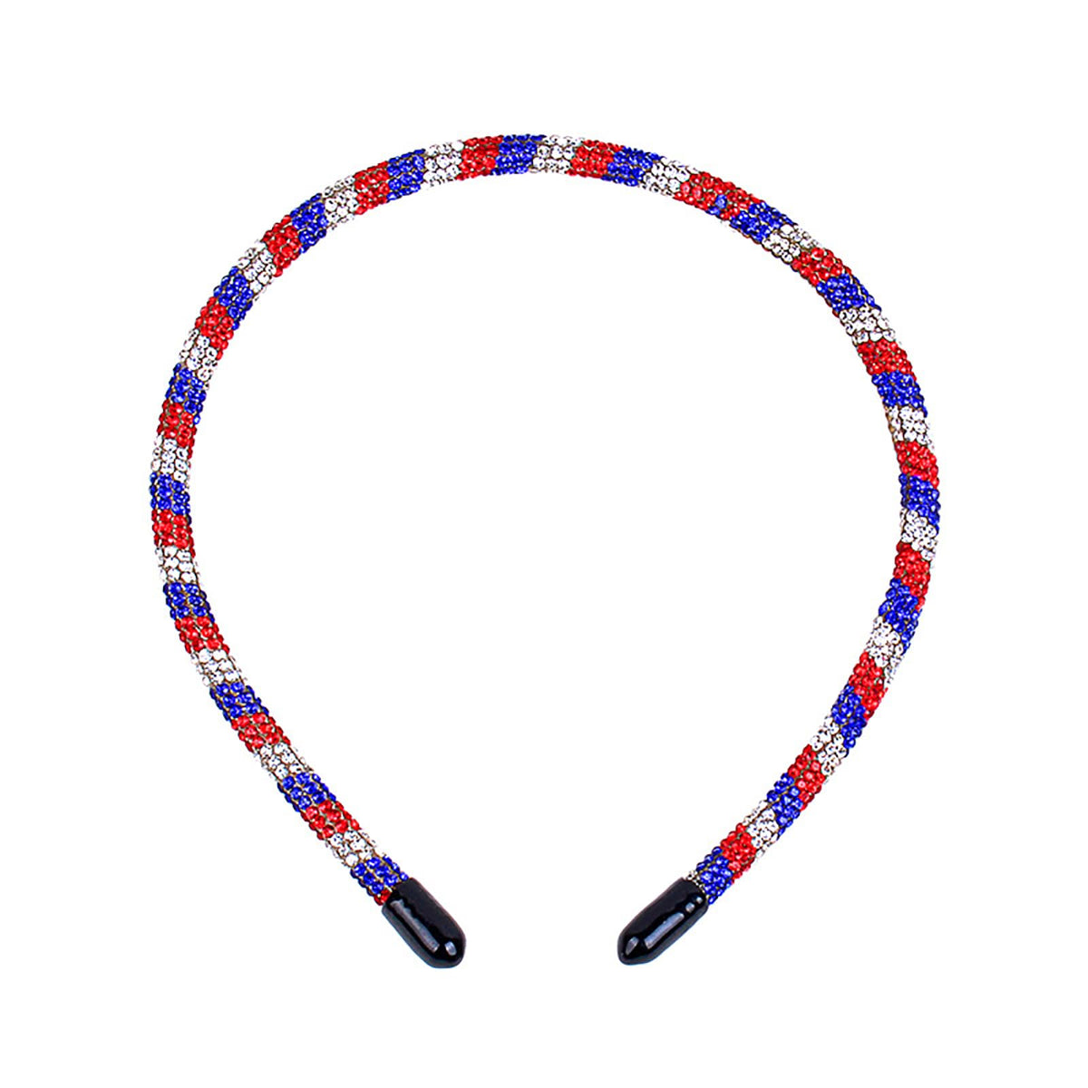 AIDVPOD headband front view showing patriotic rhinestone pattern and festive appeal