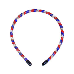 AIDVPOD headband front view showing patriotic rhinestone pattern and festive appeal