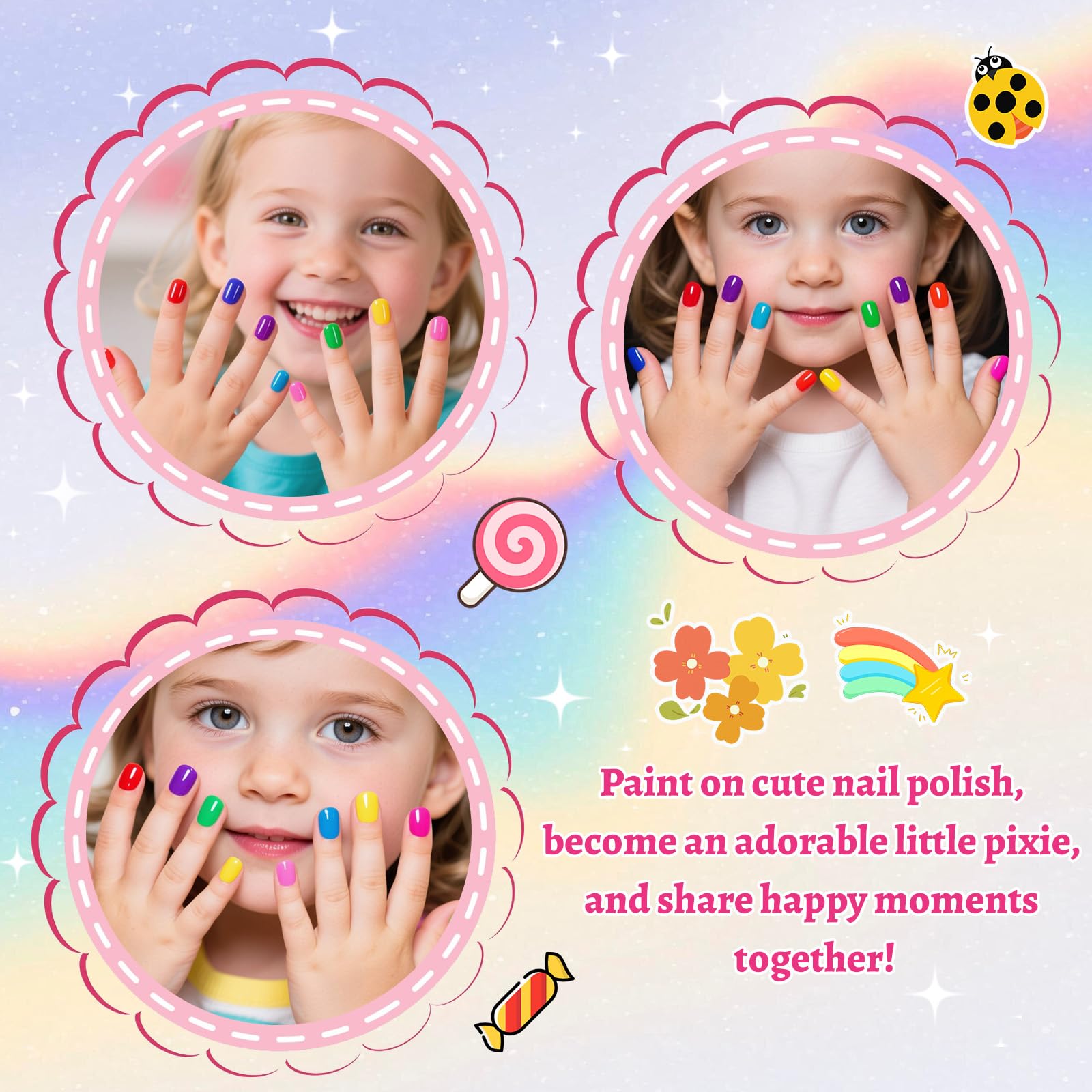 Aieenjor brush applying polish to child hands for easy use