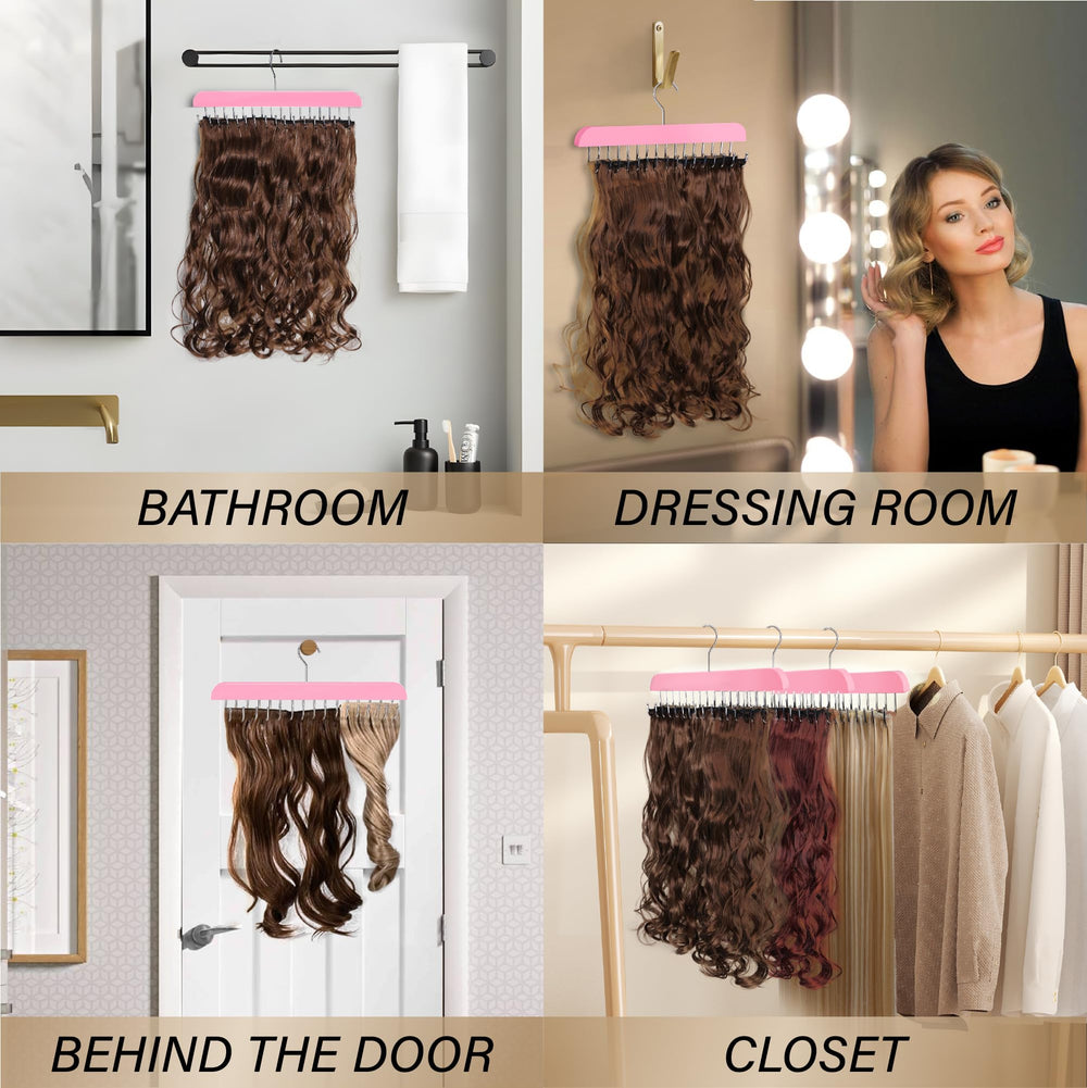 AIHOPESTO hanger loaded with multiple wefts showing space-saving organization