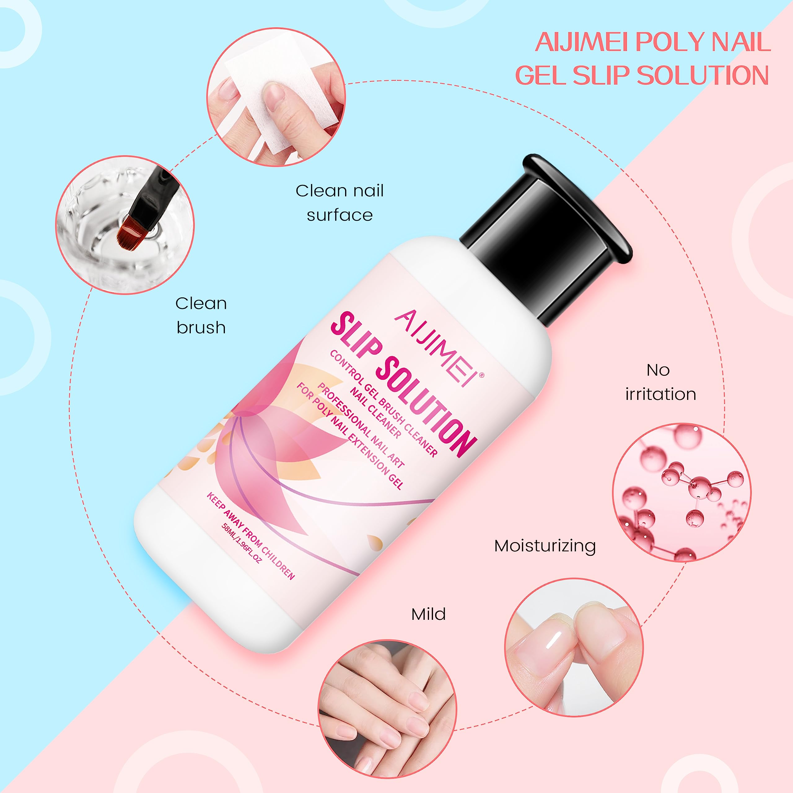 AIJIMEI acrylic brush bristles detailed view for smooth poly gel application and control