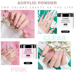 AIJIMEI clear and pink powders close-up showing smooth texture