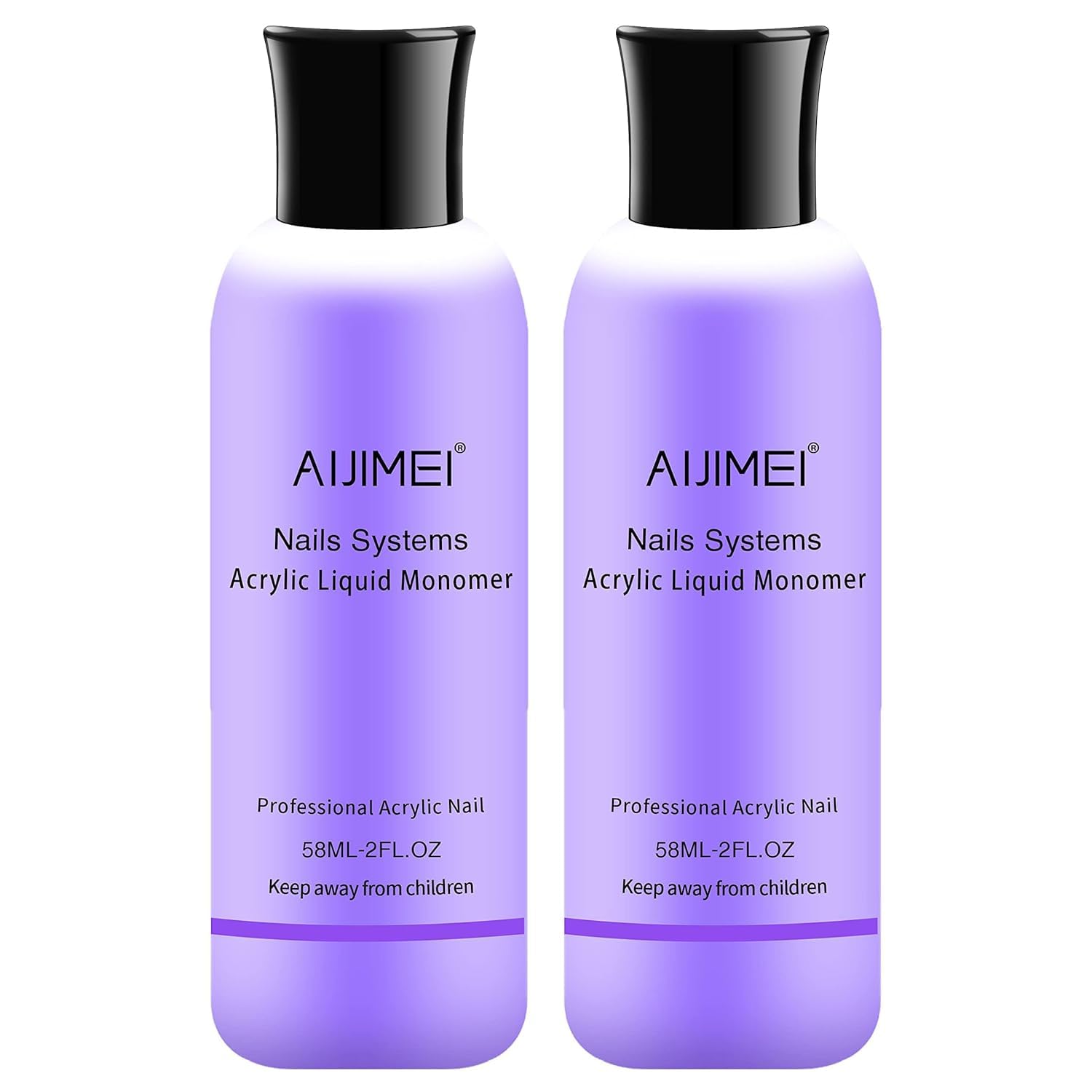 AIJIMEI front bottle 120ml showing clear monomer and professional packaging benefit