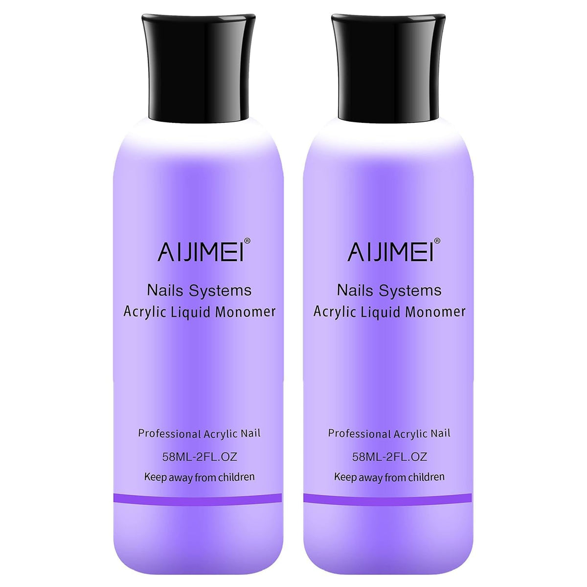 AIJIMEI front bottle 120ml showing clear monomer and professional packaging benefit