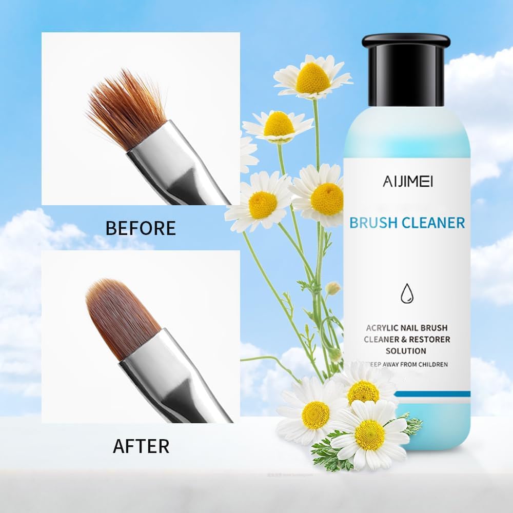 AIJIMEI glass cup paired with bottle ready for controlled brush soaking