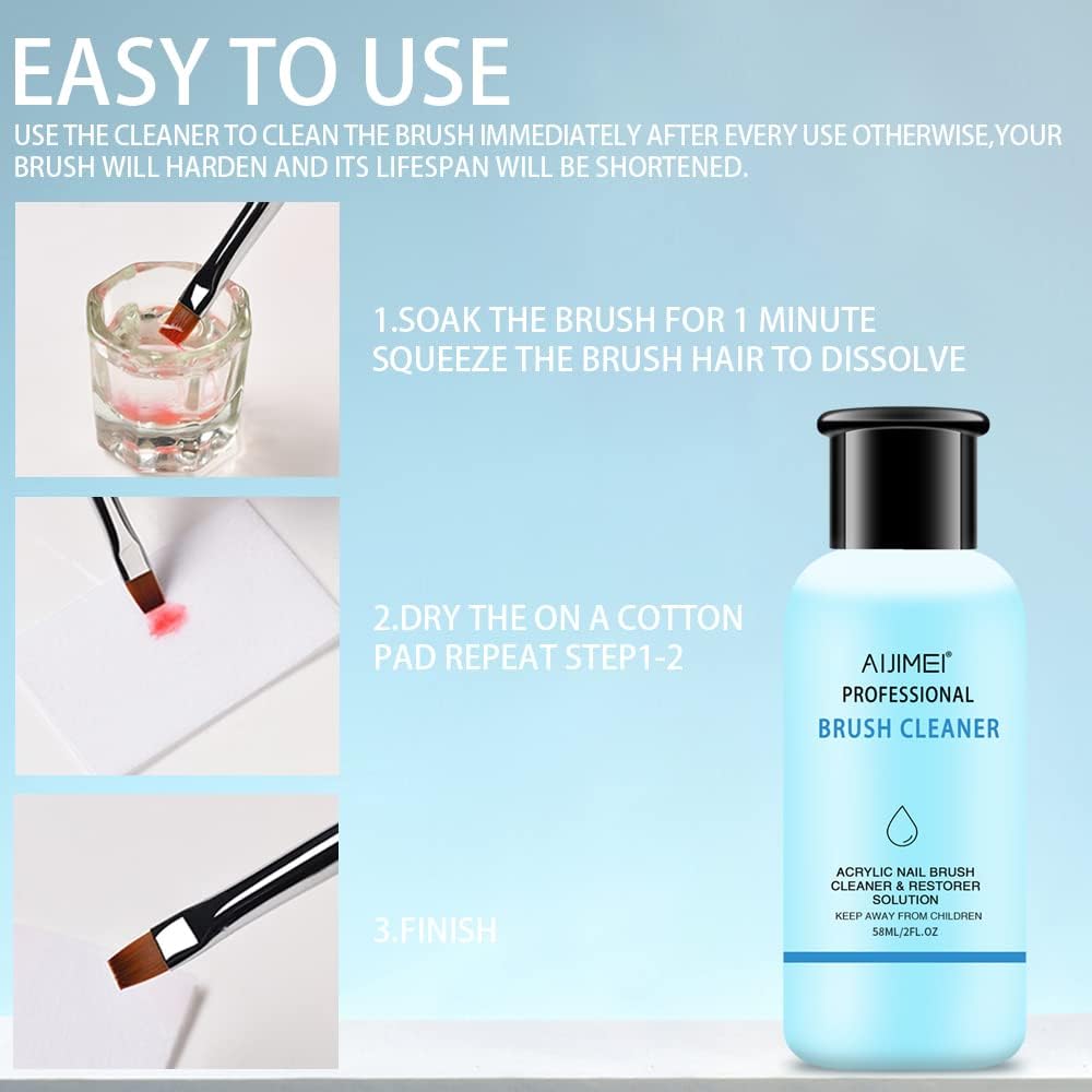 AIJIMEI glass cup next to 58ml bottle demonstrating tidy cleaning workflow