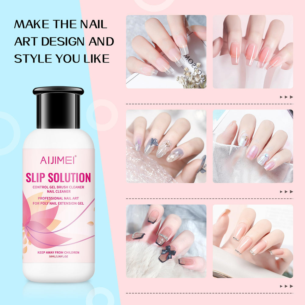 AIJIMEI kit in use applying poly gel for cleaner shaping and reduced friction