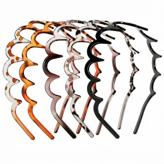 aikkmzy front packaging showing five zig zag headbands, convenient refill set