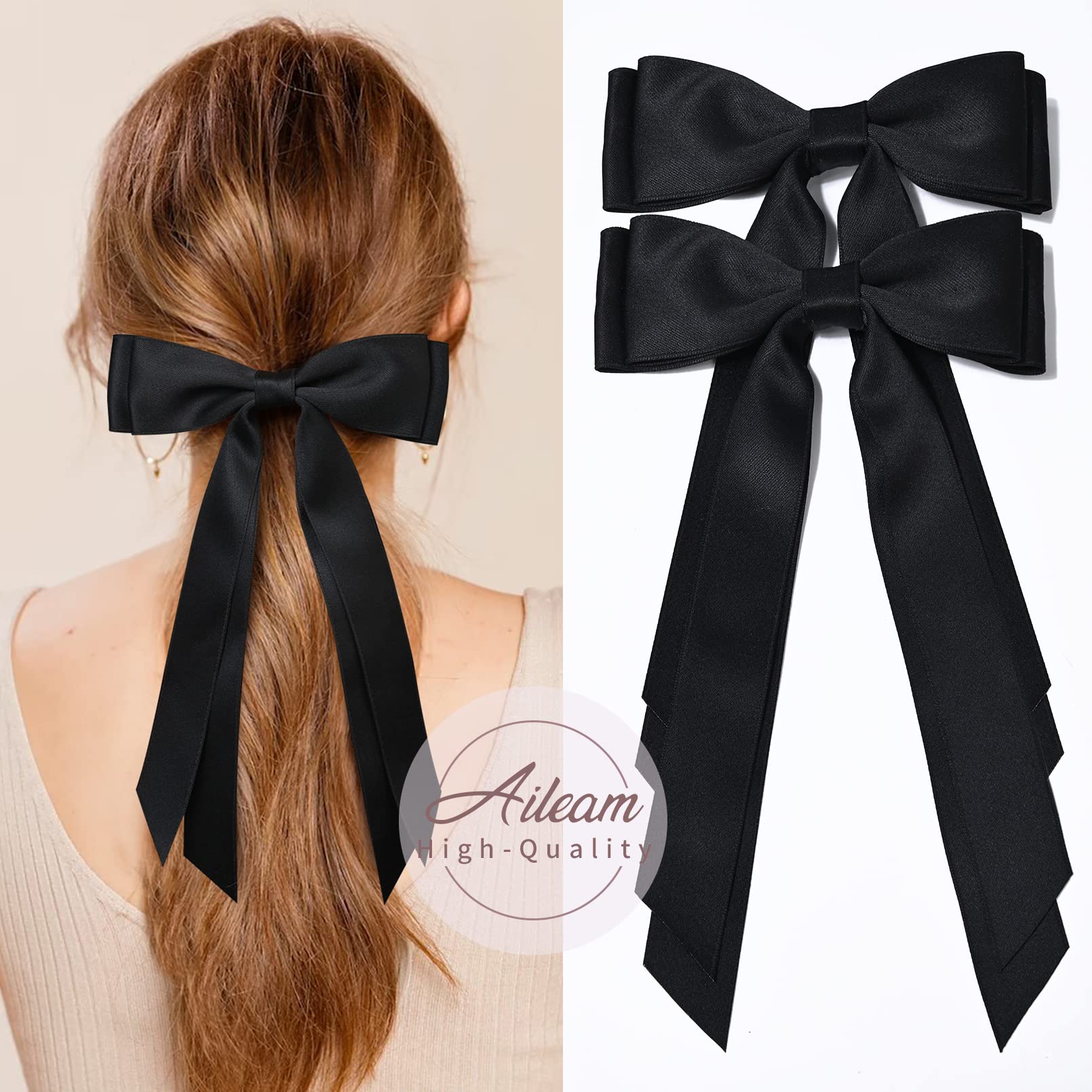 Aileam bow clipped to child's ponytail demonstrating polished styling benefit
