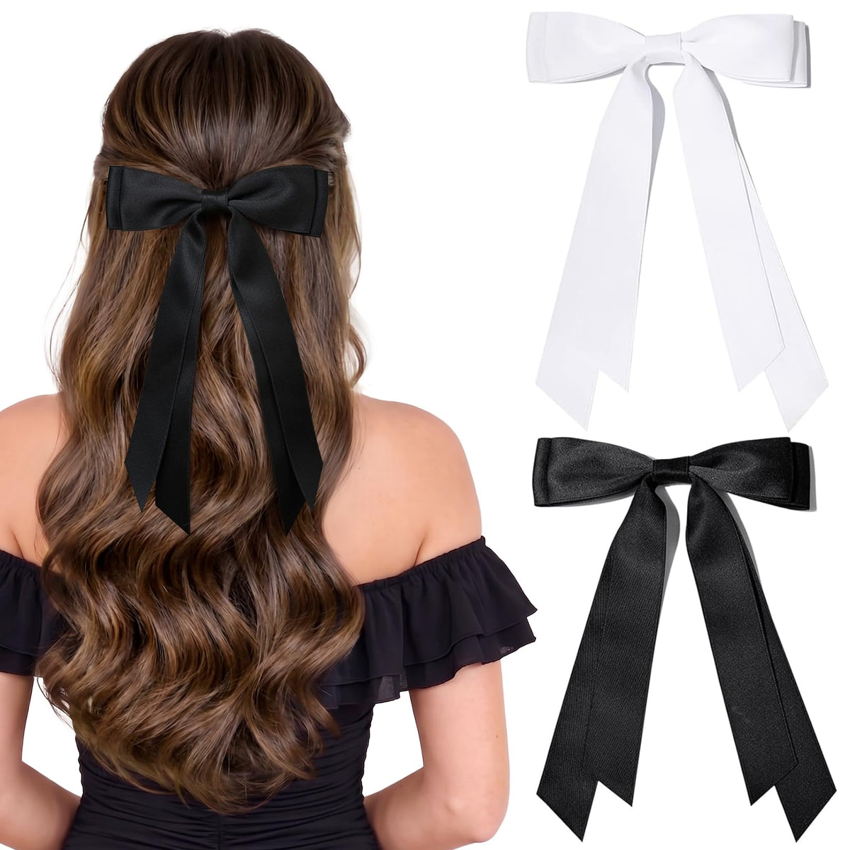 Aileam front view of black and white bows showing style and gift-ready appeal
