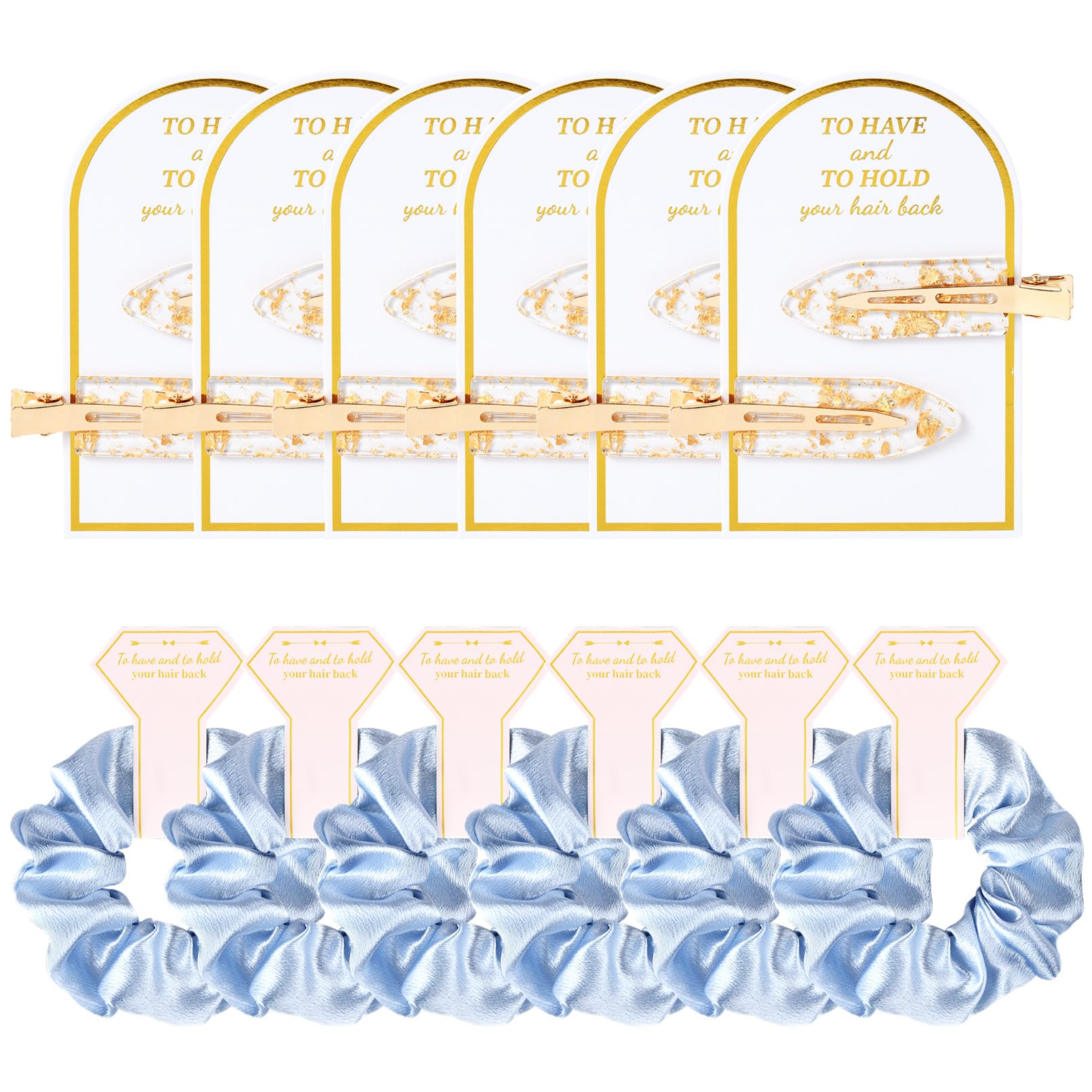 Aileam front packaging showing full blue clip and scrunchie set for gifting