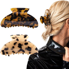 Aileam front view of two tortoise banana clips showing packaging and design benefit of matching pair