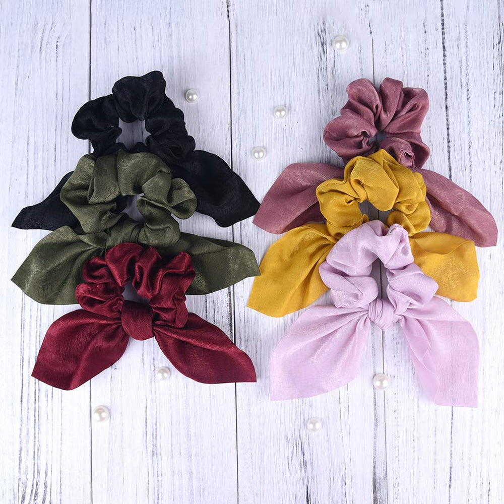 Aileam flatlay with outfit pairing showing how scrunchies complement looks