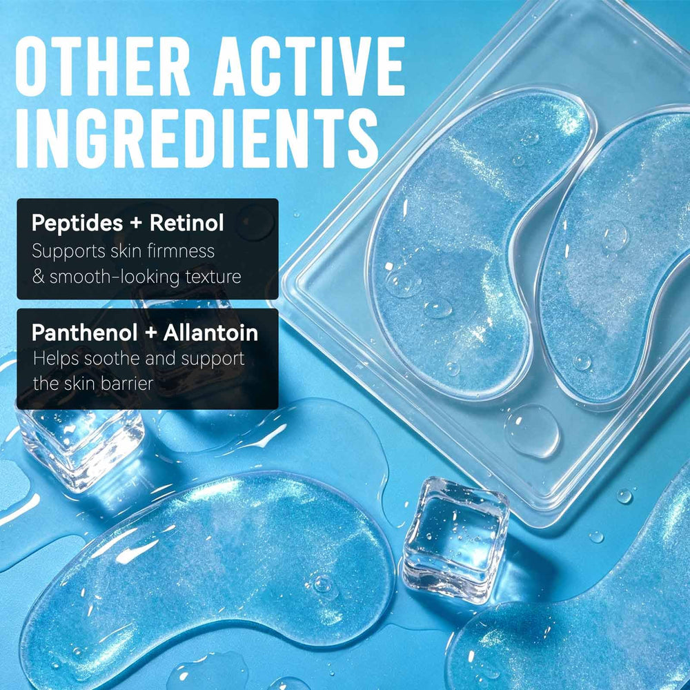 AILEORY patches applied under eye demonstrating depuffing effect and discreet daytime wear benefit