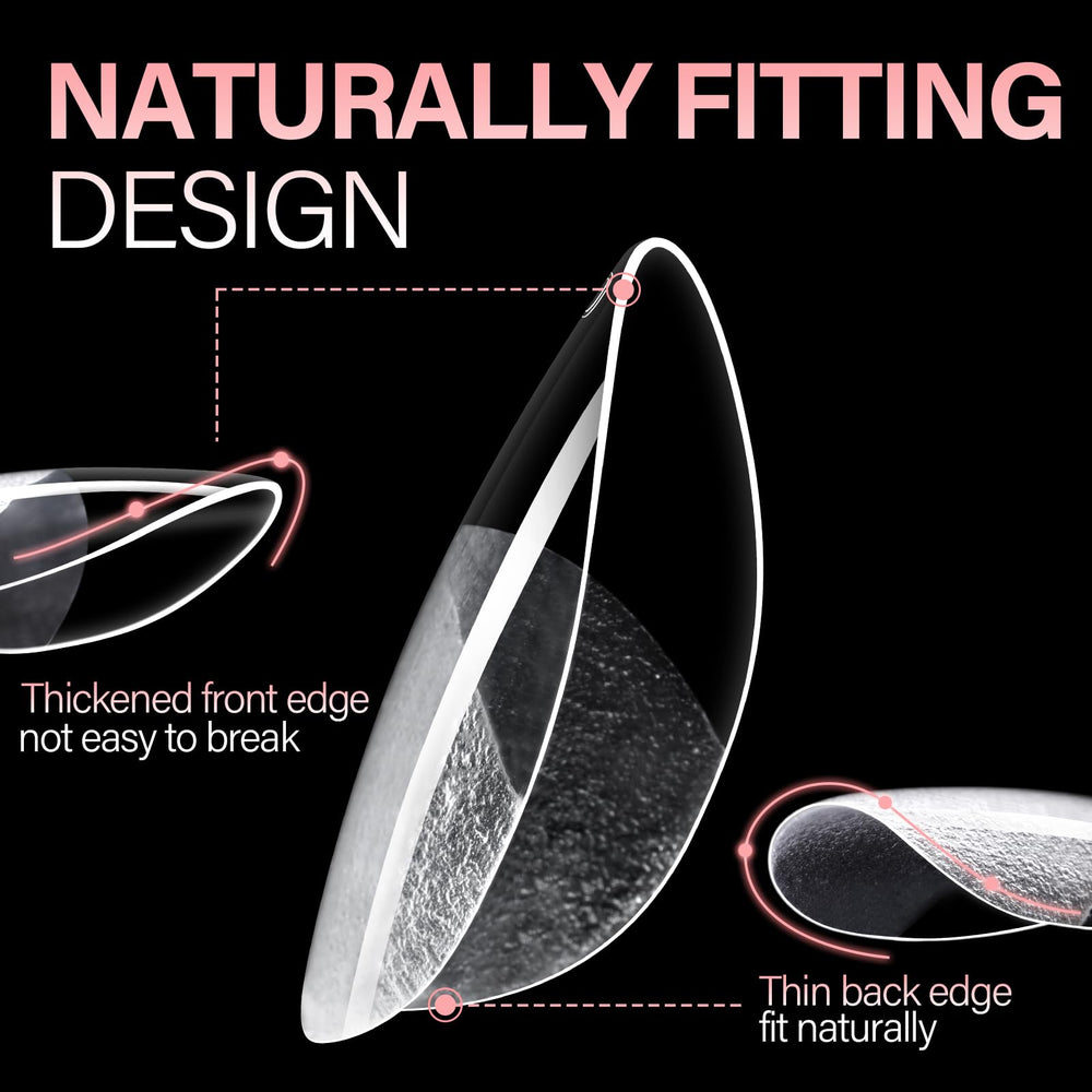 AILLSA almond profile side view demonstrating natural curvature and fit