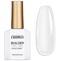 AILLSA clear builder gel front bottle showing product and label benefits