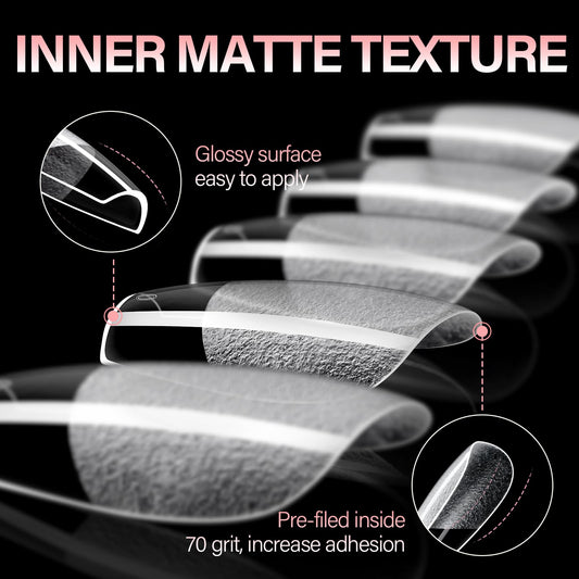 AILLSA close-up of half-matte texture highlighting smoother adhesion and polish grip