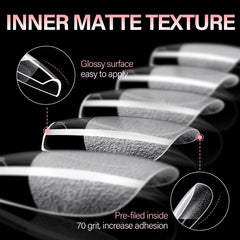 AILLSA close-up of half-matte texture highlighting smoother adhesion and polish grip