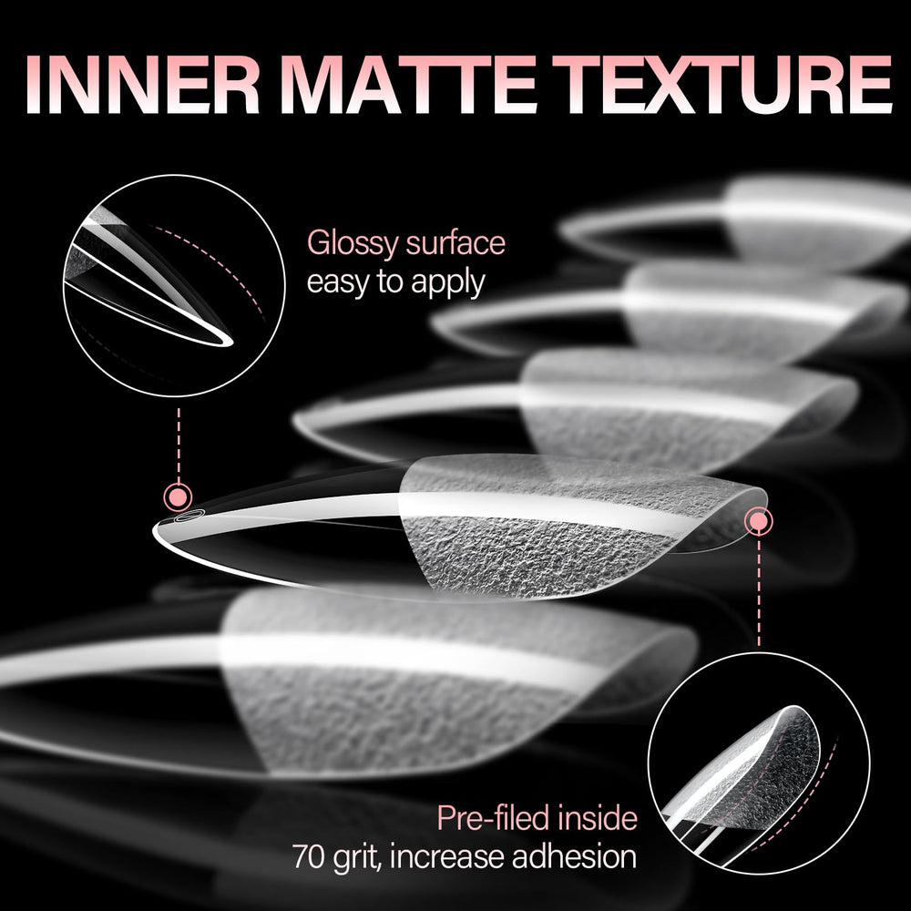 AILLSA close-up of half-matte texture, improved polish adhesion benefit