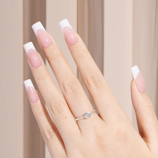 AILLSA close-up of pink French tip edge showing reinforced front for durability