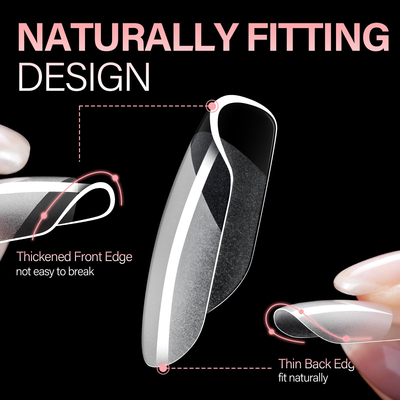 AILLSA tip fitted to a natural nail showing snug curvature and comfortable fit