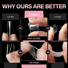 AILLSA fitted short square nails on finger for comfortable wear