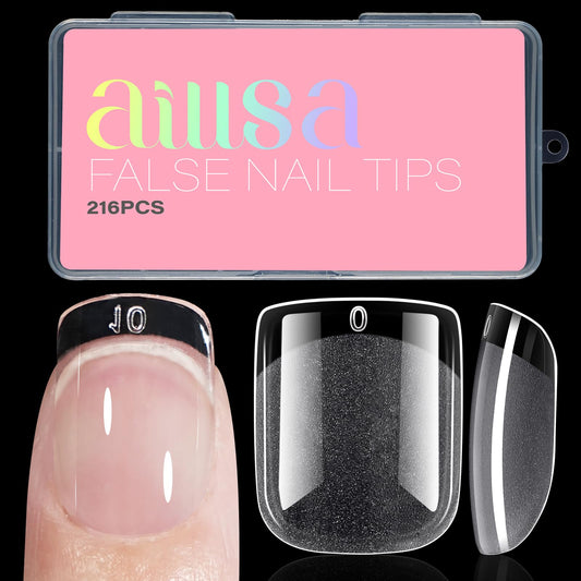 AILLSA front packaging showing 216pcs kit and clear gelly tips for easy at-home manicures