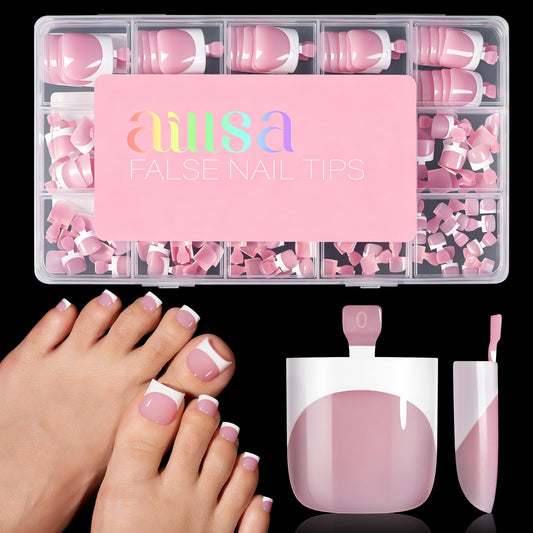 AILLSA front packaging showing 150-piece berry pink set and quick-pedicure benefit