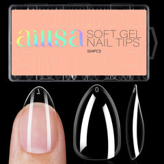 AILLSA front packaging showing 504 clear stiletto tips and organized box benefit convenience