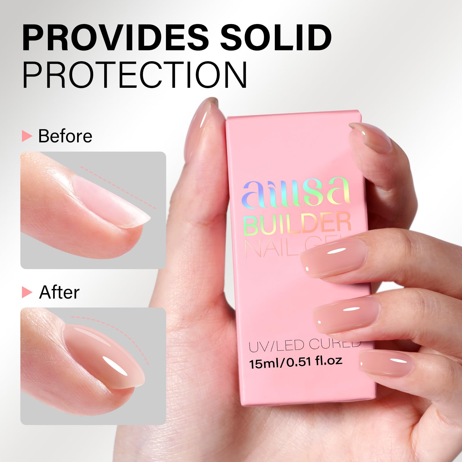 AILLSA brush applying builder gel to nail demonstrating easy sculpting and control