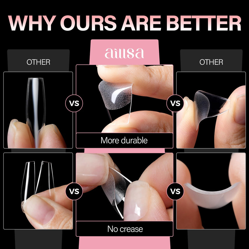 AILLSA nail technician applying a tip with glue demonstrating easy at-home use