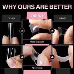 AILLSA nail technician applying a tip with glue demonstrating easy at-home use