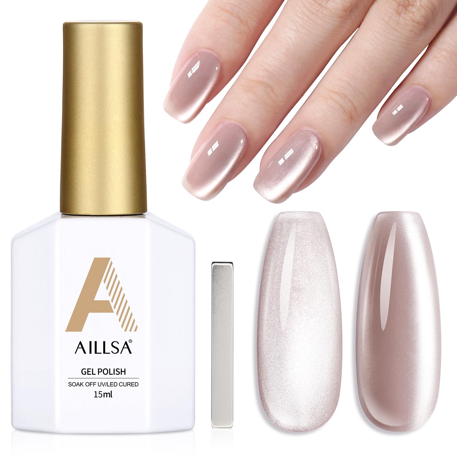 AILLSA finished manicure in lifestyle setting highlighting long-lasting shine