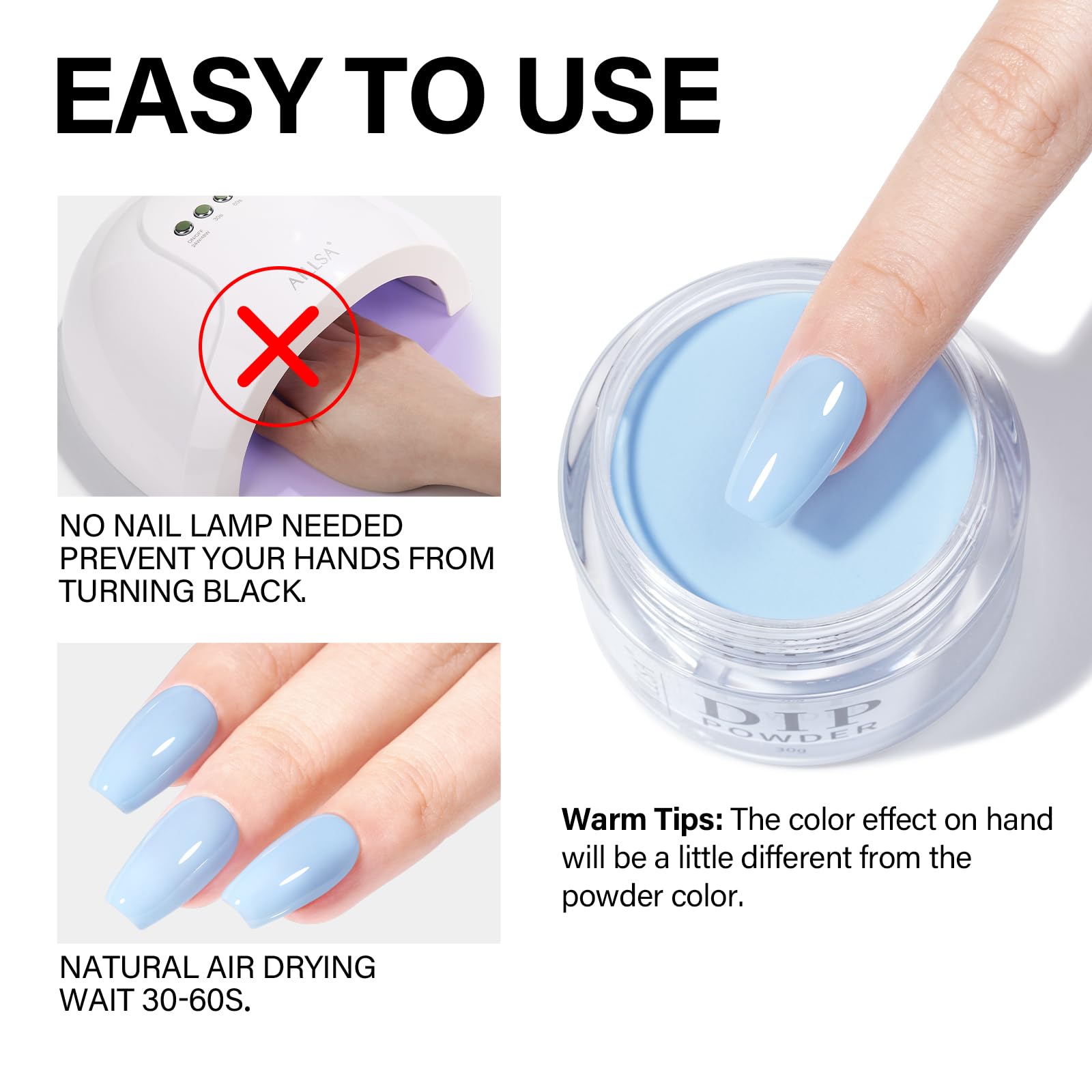 AILLSA dipping demonstration of a nail being dipped for easy DIY application