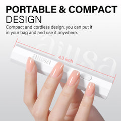AILLSA mini UV lamp held in hand to show scale and easy portability benefit
