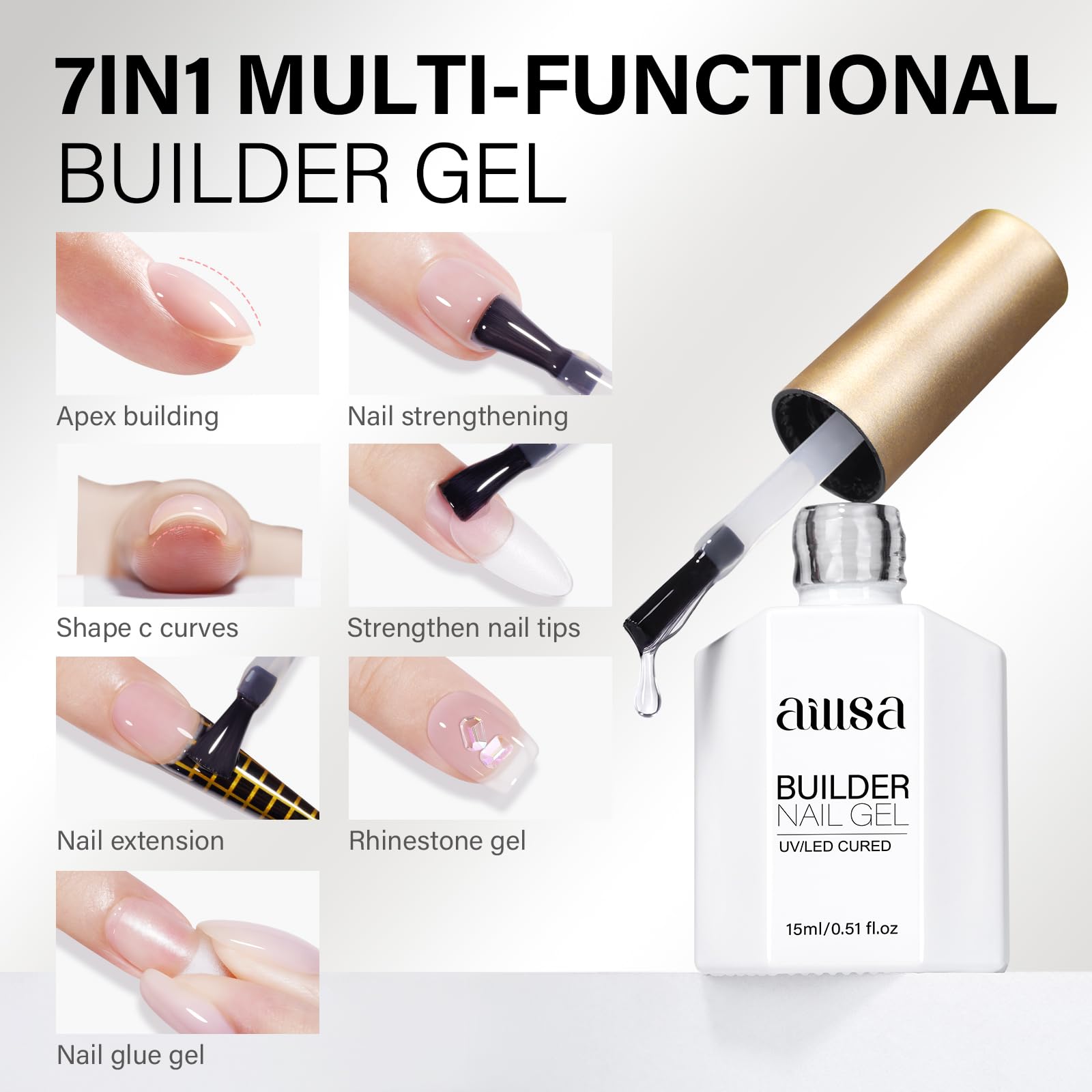 AILLSA before and after nails showing strengthened extensions and fuller shape benefit