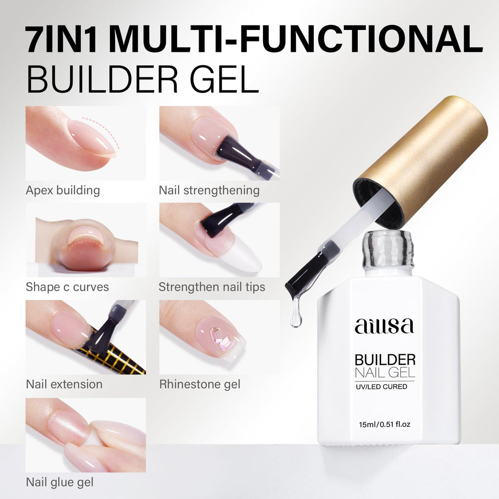 AILLSA before and after nails showing strengthened extensions and fuller shape benefit