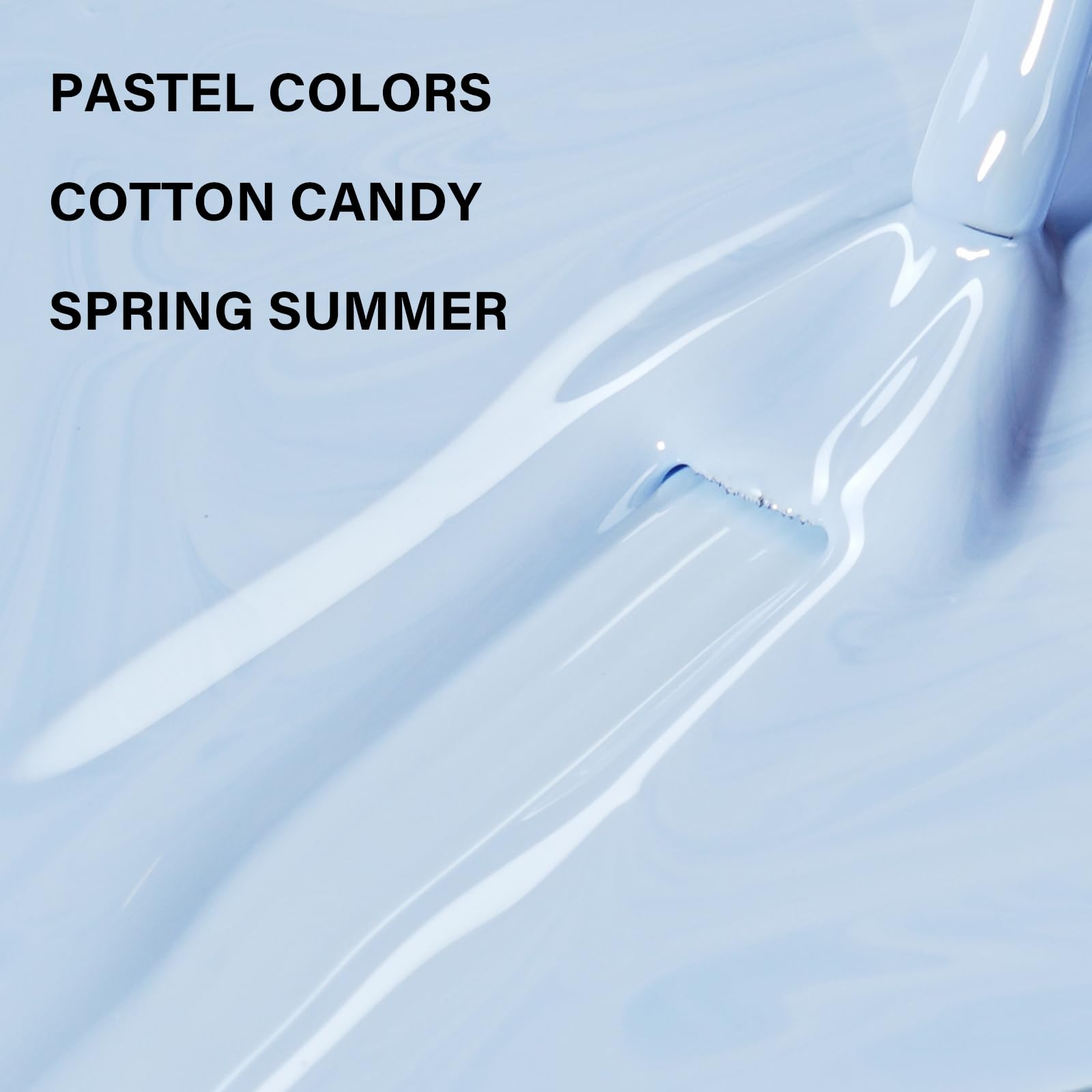 AILLSA nails in a summer setting highlighting pastel blue polish for holiday outfits