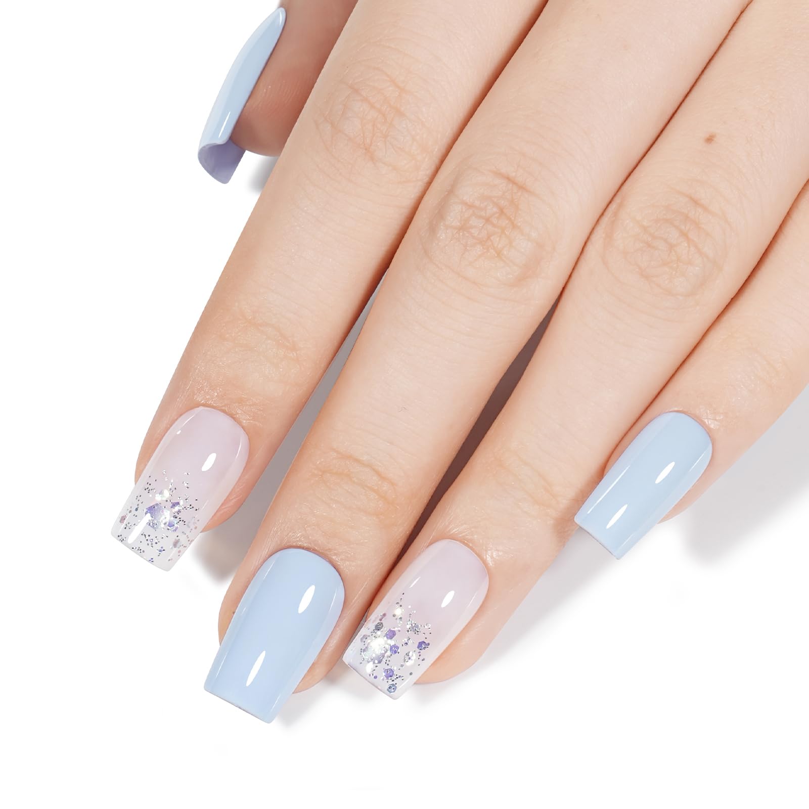 AILLSA ombre nail art with pastel blue blended for creative DIY styling ideas