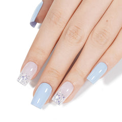AILLSA ombre nail art with pastel blue blended for creative DIY styling ideas