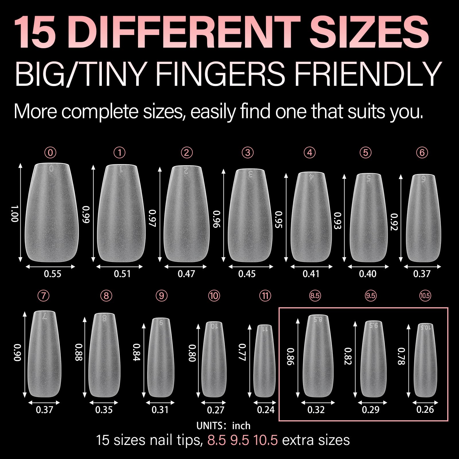 AILLSA nails beside ruler showing size scale and fit accuracy