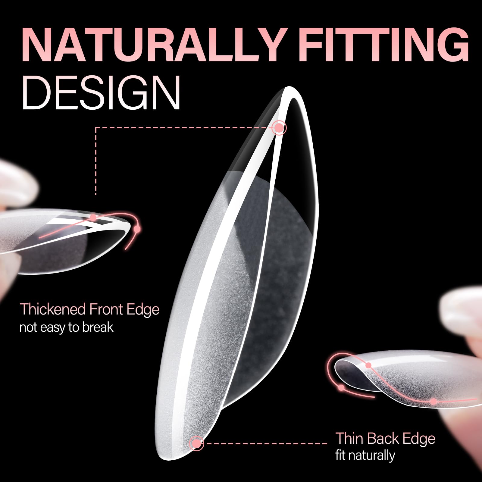 AILLSA side view demonstrating natural curvature fit for comfortable wear