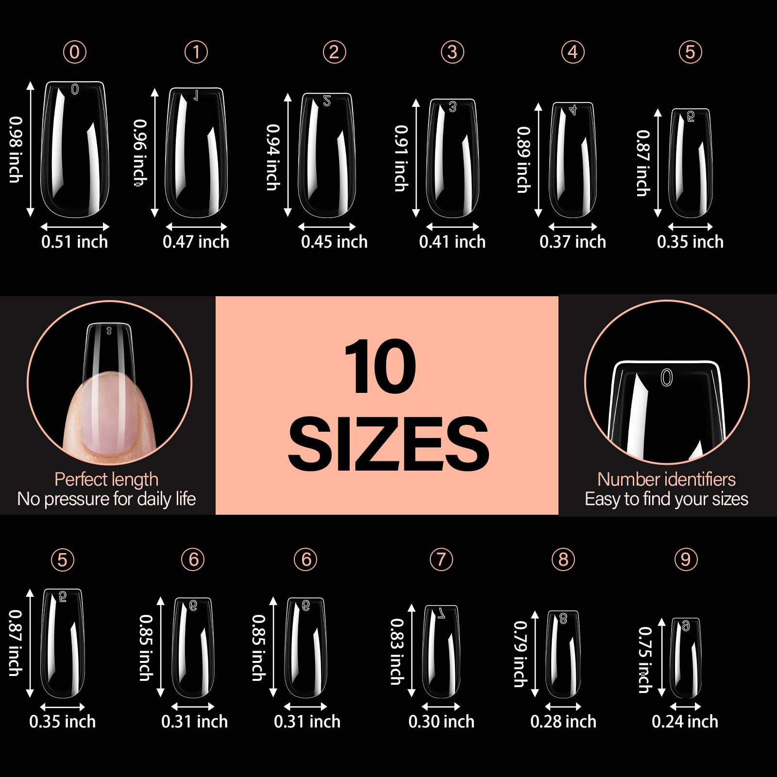 AILLSA assortment of numbered sizes in storage box for quick selection