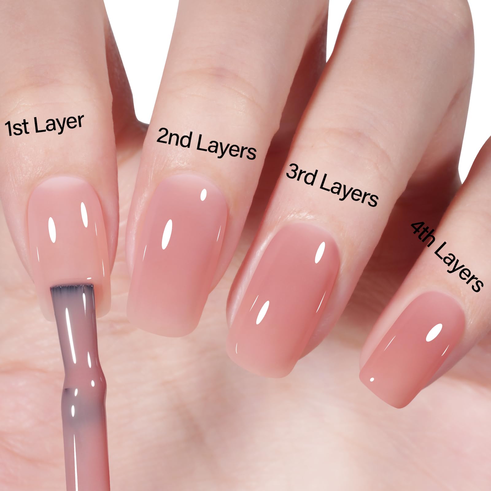 AILLSA swatch on clear tip scale showing translucency and layering options