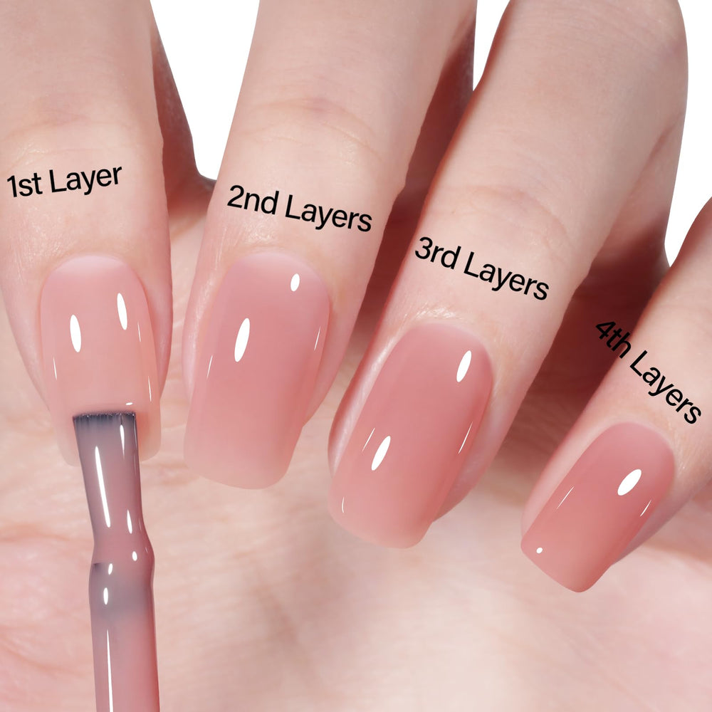 AILLSA swatch on clear tip scale showing translucency and layering options