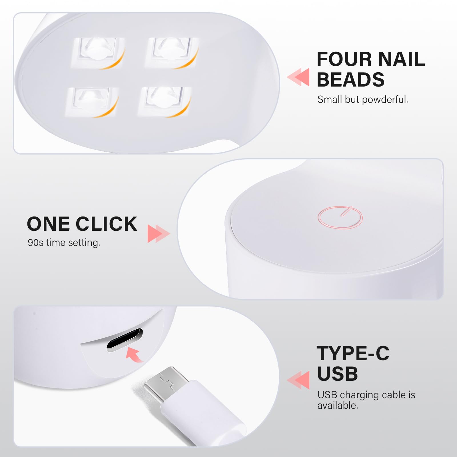 AILLSA close-up of four LED beads showing focused curing power